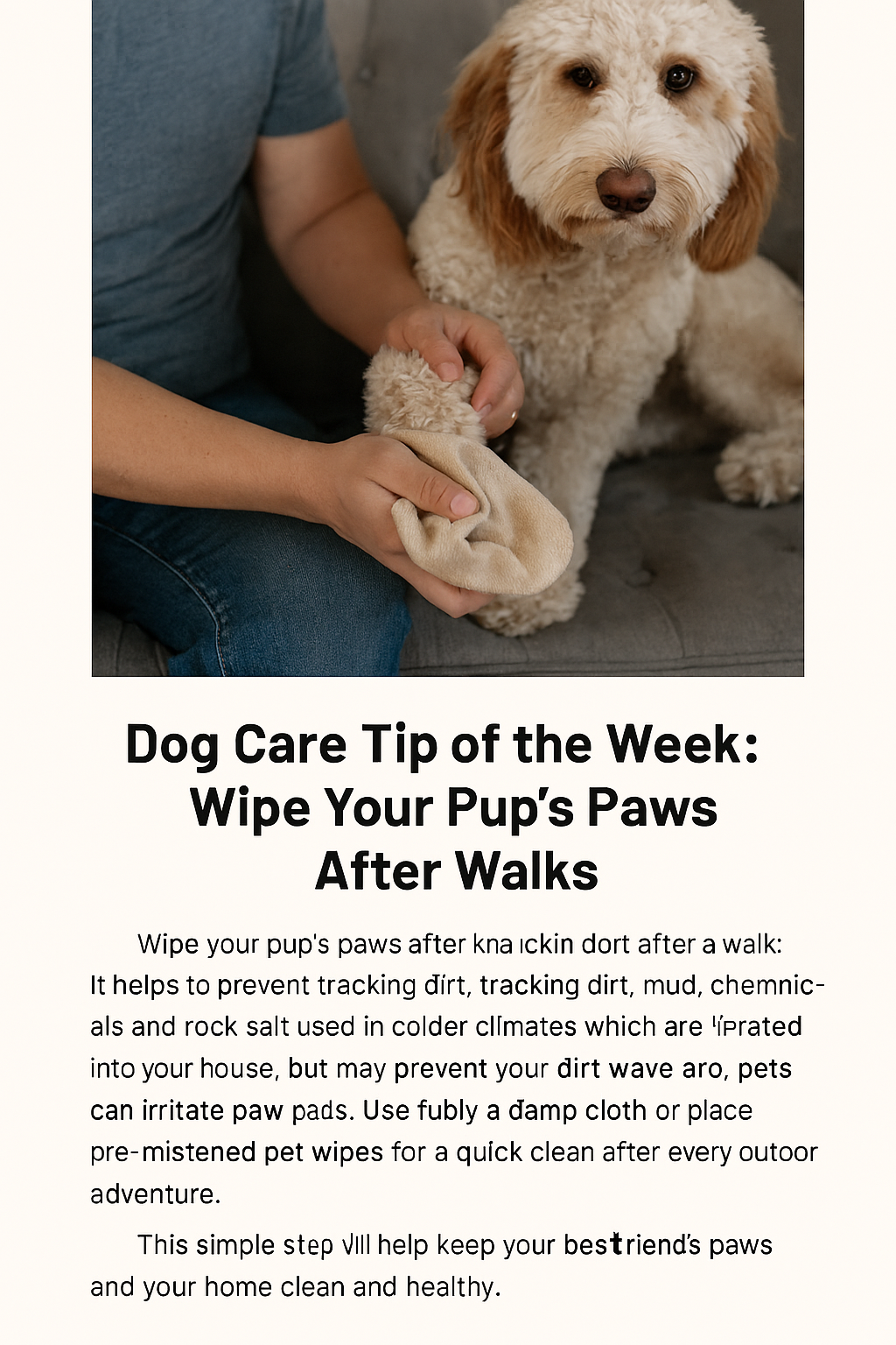🐾 Dog Care Tip of the Week: Wipe Your Pup’s Paws After Walks
