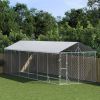 Outdoor Dog Kennel Silver Galvanized Steel Spacious