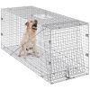 Humane Live Animal Trap, Dimensions 50" x 20" x 26", Crafted from Galvanized Iron, Collapsible Design with Carrying Handle for Capturing Stray Dogs