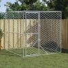 Outdoor Dog Kennel Silver 6.6'x6.6'x6.6' Galvanized Steel
