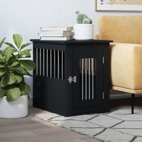 Dog Crate Furniture Black 17.7"x24.4"x23.2" Engineered Wood