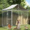 Outdoor Dog Kennel with Roof Silver 9.8'x4.9'x8.2' Galvanized Steel