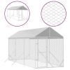 Outdoor Dog Kennel with Roof Silver 6.6'x19.7'x8.2' Galvanized Steel