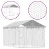 Outdoor Dog Kennel with Roof Silver 9.8'x14.8'x8.2' Galvanized Steel