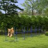PawHut 6 Piece Dog Agility Set with Adjustable Height Jump Bars, Carry Bag, Displacing Top Bar, Blue