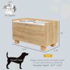 PawHut Elevated Dog Bowls with Slow Feeder Dog Bowl, Stainless Steel Food Water Bowl, Storage for Large Sized Dog, Oak