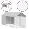 Outdoor Dog Kennel Silver Galvanized steel 6.6 x 19.7 x 8.2 ft