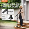 Outdoor Handrails for Steps, 2-3 Step Stair Rail Kit, Black Square Tube with Horizontal Bar, Carbon Steel Support Rails for Seniors