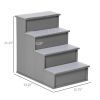 PawHut Pet Stairs Small Dog Steps for Couch Bed with Cushioned Cover Grey