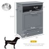 PawHut Pet Feeding Station, Dog Food Storage Cabinet w/ Adjustable Raised Bowls, White