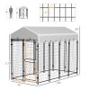 PawHut Outdoor Dog Kennel with Waterproof Canopy, Two-Part Door Design for Large Breeds, Silver