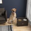 PawHut Large Elevated Dog Bowls with Storage Drawer Containing 21L Capacity Raised Dog Feeding Station with 2 Stainless Steel Bowls Brown