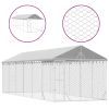 Outdoor Dog Kennel Silver Galvanized Steel Spacious