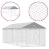 Outdoor Dog Kennel with Roof Silver 9.8'x24.6'x8.2' Galvanized Steel