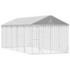 Outdoor Dog Kennel with Roof Silver 9.8'x24.6'x8.2' Galvanized Steel