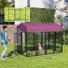 PawHut Welded Wire Outdoor Dog Kennel with 360Â° Rotating & 4 Levels Adjustable Bowls, Waterproof Cover, 7.9' x 4' x 6'