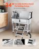 34" Dog Grooming Bath Tub Stainless Steel w Stairs Faucet Showerhead