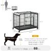 PawHut Metal Dog Cage 49" Heavy Duty Folding Kennel with Tray Locking Wheels Dark Gray