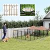 PawHut Large Outdoor Dog Kennel with 2 Rooms, Rotating & Adjustable Height Bowls, 13.5' x 9.4' x 5.1'